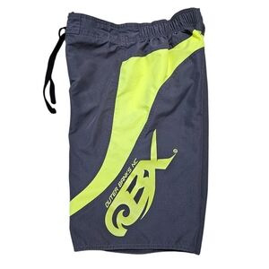 Mens y2k Outer Banks NC Board Shorts Swim Trunks S Gray Yellow U.S. Apparel 11"